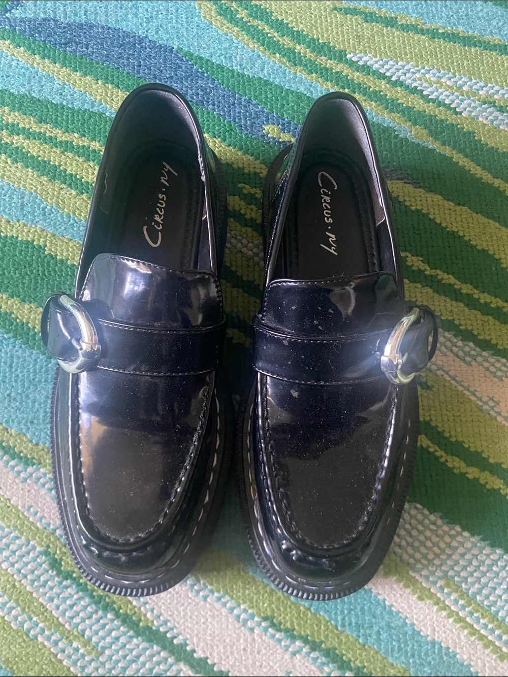 Circus by Sam Edelman EVERLY Black Slip-On Y2K Chunky Log Sole Loafers 8M